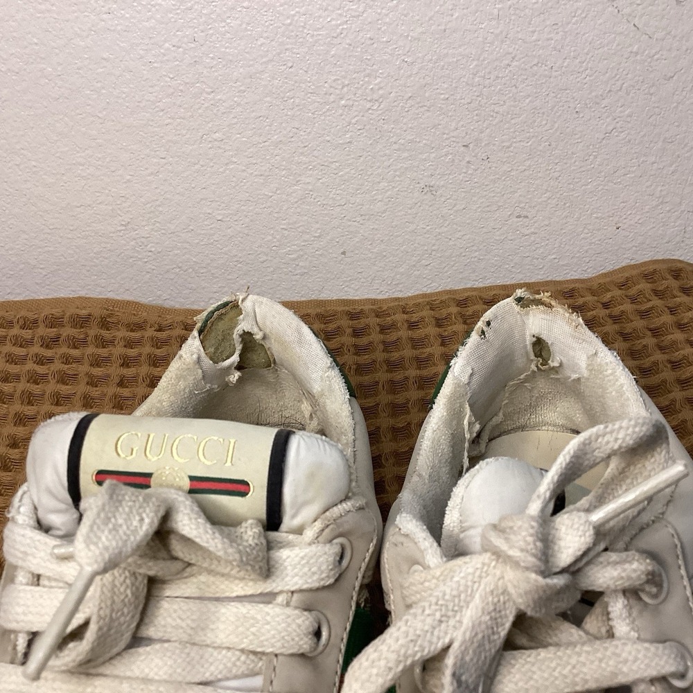 GUCCI Men's Screener GG Distressed Leather Sneakers Size UK 7 US 8 Beige Brown - Picture 11 of 12